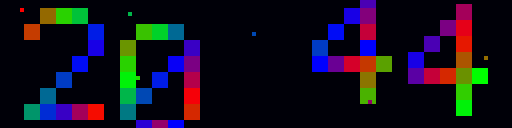 Thème horloge pixel-art Rainbow sur le panneau LED.